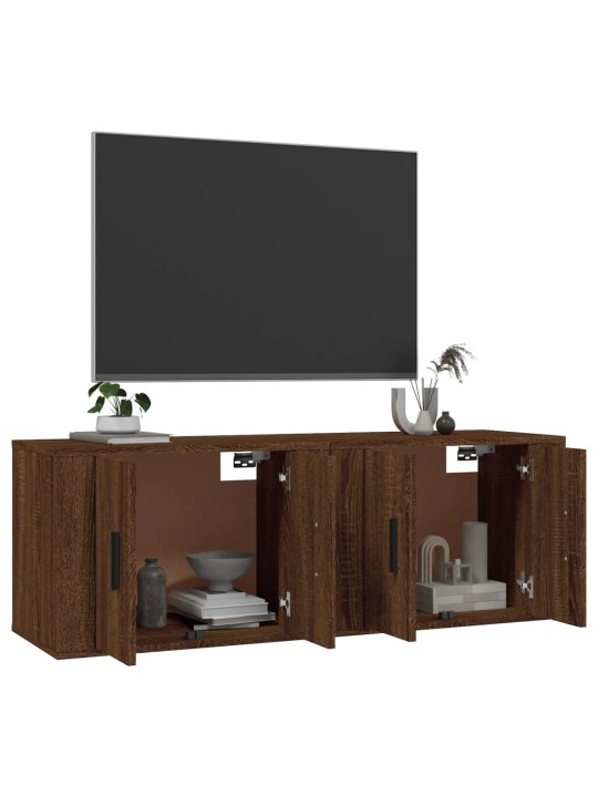Nástěnné TV skříňky 2 ks hnědý dub 57 x 34,5 x 40 cm