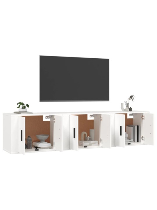 Nástěnné TV skříňky 3 ks bílé 57 x 34,5 x 40 cm