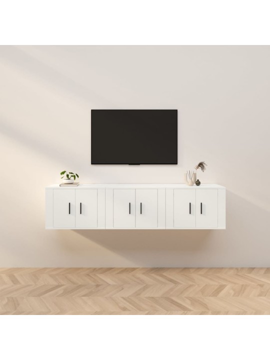 Nástěnné TV skříňky 3 ks bílé 57 x 34,5 x 40 cm