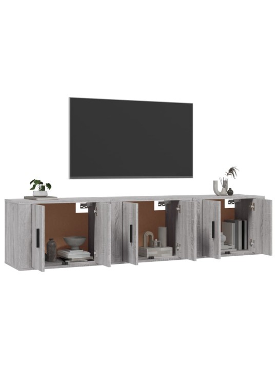 Nástěnné TV skříňky 3 ks šedé sonoma 57 x 34,5 x 40 cm