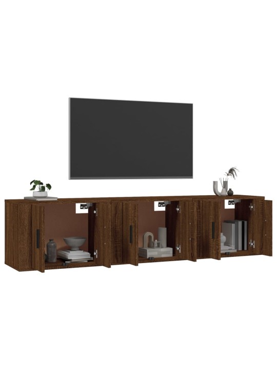 Nástěnné TV skříňky 3 ks hnědý dub 57 x 34,5 x 40 cm