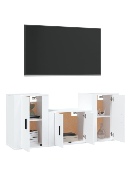 3dílný set TV skříněk bílý kompozitní dřevo