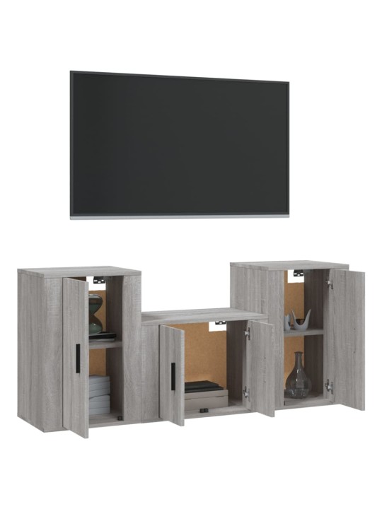 3dílný set TV skříněk šedý sonoma kompozitní dřevo