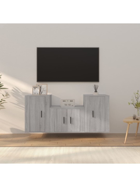 3dílný set TV skříněk šedý sonoma kompozitní dřevo