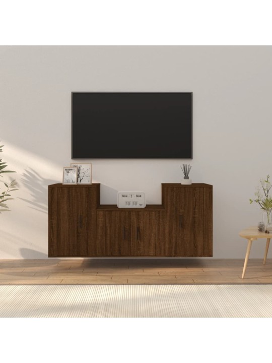 3dílný set TV skříněk hnědý dub kompozitní dřevo