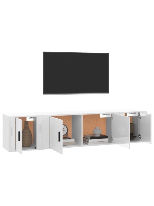 3dílný set TV skříněk bílý s vysokým leskem kompozitní dřevo
