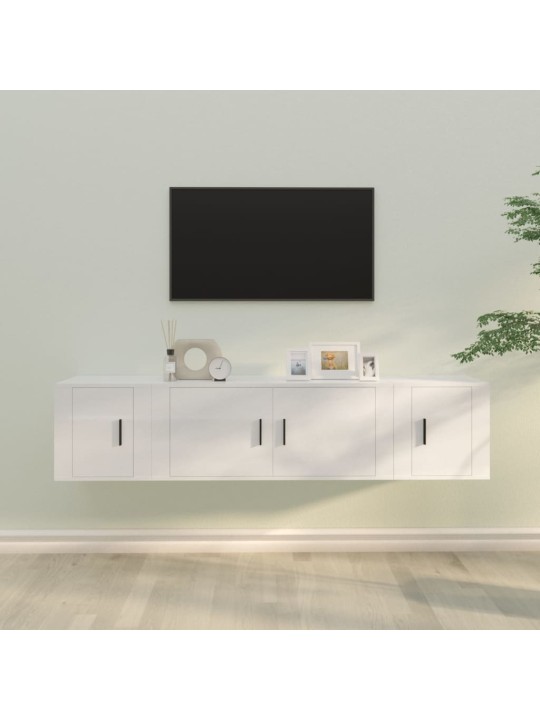 3dílný set TV skříněk bílý s vysokým leskem kompozitní dřevo