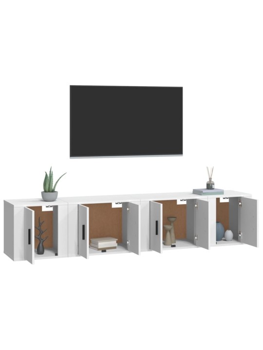4dílný set TV skříněk bílý kompozitní dřevo