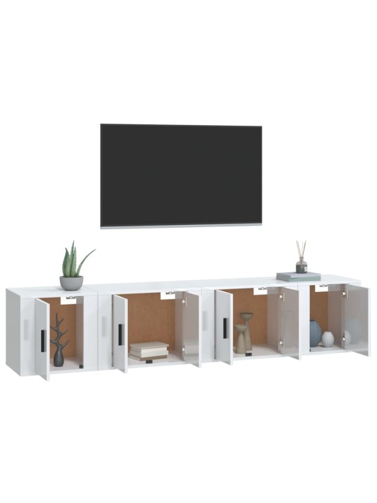 4dílný set TV skříněk bílý s vysokým leskem kompozitní dřevo