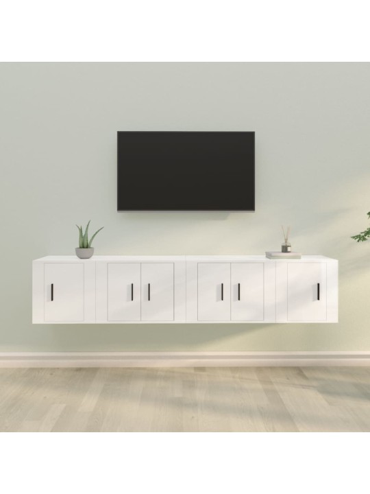4dílný set TV skříněk bílý s vysokým leskem kompozitní dřevo