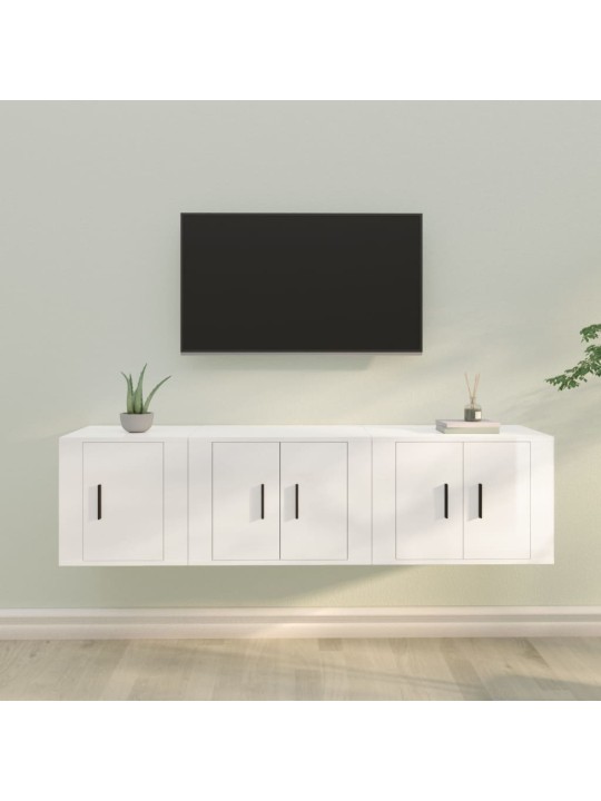 3dílný set TV skříněk bílý s vysokým leskem kompozitní dřevo
