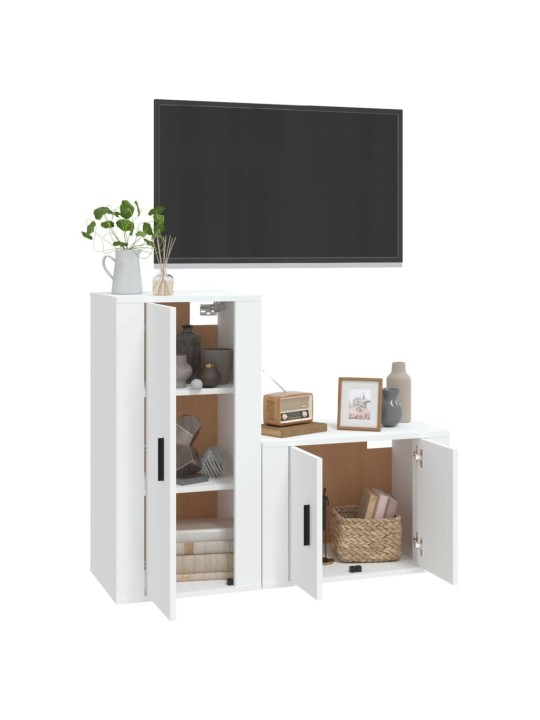 2dílný set TV skříněk bílý kompozitní dřevo
