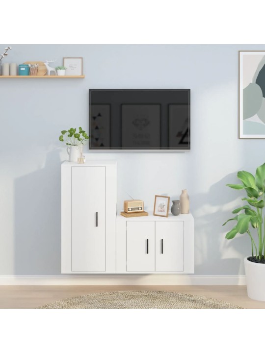 2dílný set TV skříněk bílý kompozitní dřevo
