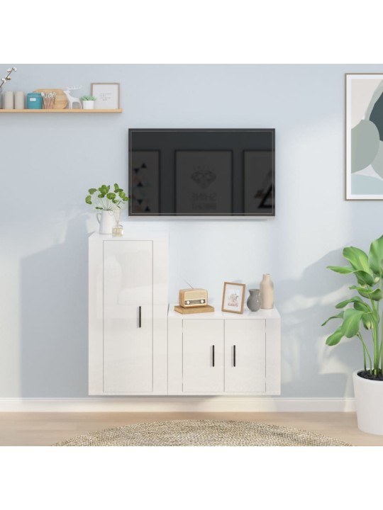 2dílný set TV skříněk bílý s vysokým leskem kompozitní dřevo