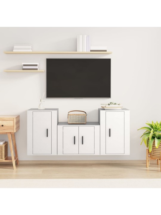 3dílný set TV skříněk bílý kompozitní dřevo