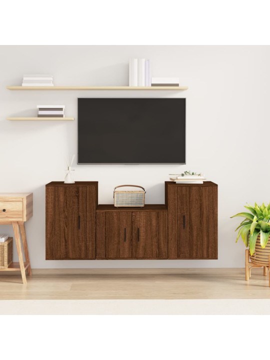 3dílný set TV skříněk hnědý dub kompozitní dřevo