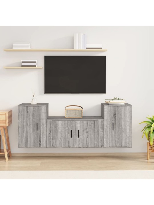 3dílný set TV skříněk šedý sonoma kompozitní dřevo