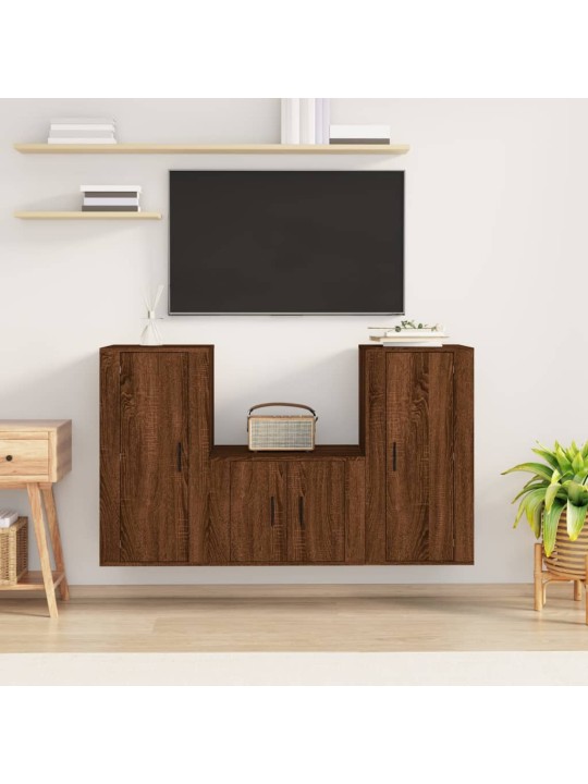 3dílný set TV skříněk hnědý dub kompozitní dřevo
