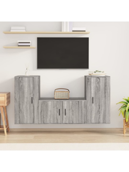 3dílný set TV skříněk šedý sonoma kompozitní dřevo