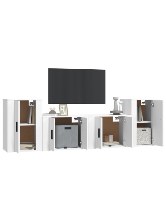 4dílný set TV skříněk bílý kompozitní dřevo