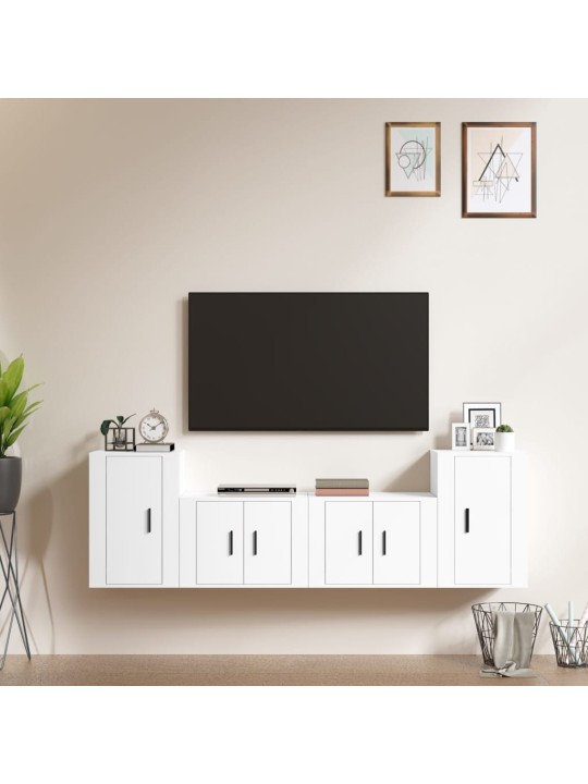4dílný set TV skříněk bílý kompozitní dřevo