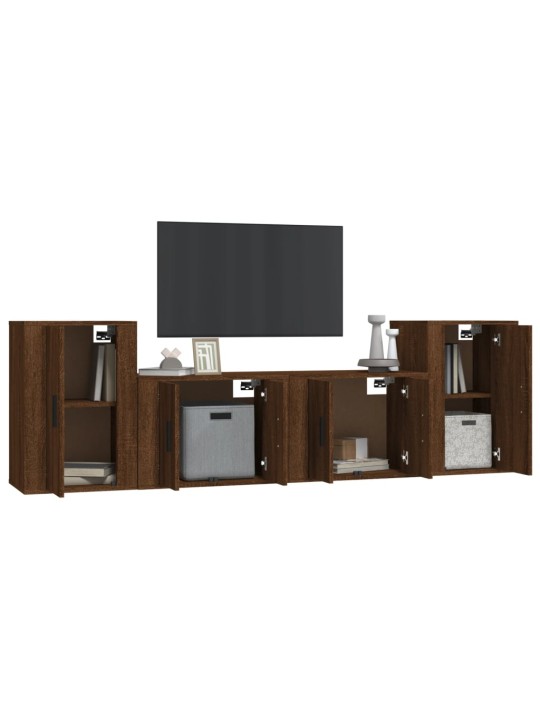 4dílný set TV skříněk hnědý dub kompozitní dřevo