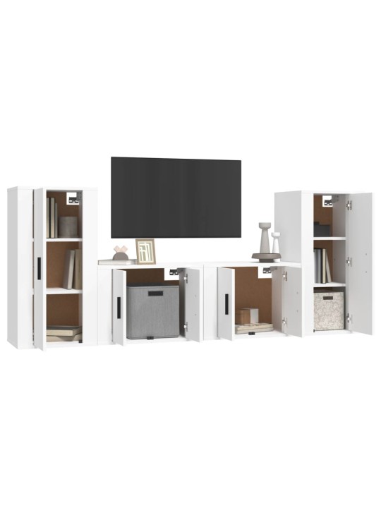 4dílný set TV skříněk bílý kompozitní dřevo