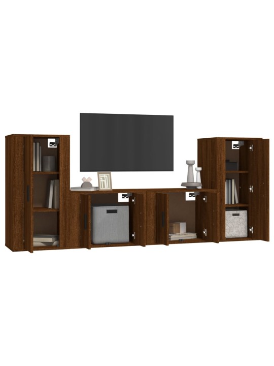 4dílný set TV skříněk hnědý dub kompozitní dřevo