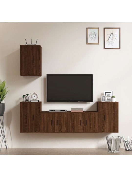 5dílný set TV skříněk hnědý dub kompozitní dřevo