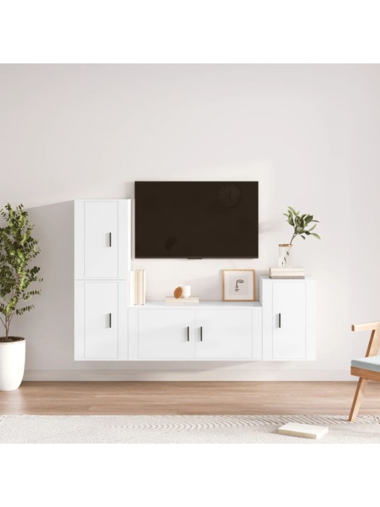 4dílný set TV skříněk bílý s vysokým leskem kompozitní dřevo