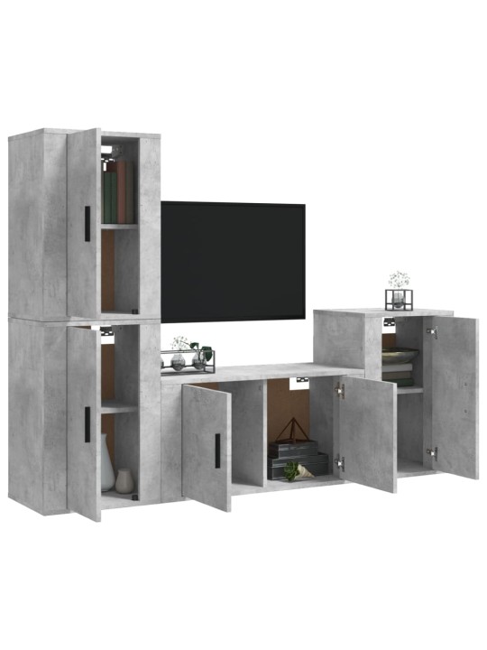 4dílný set TV skříněk betonově šedý kompozitní dřevo