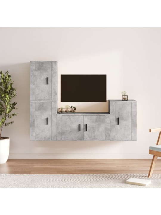 4dílný set TV skříněk betonově šedý kompozitní dřevo