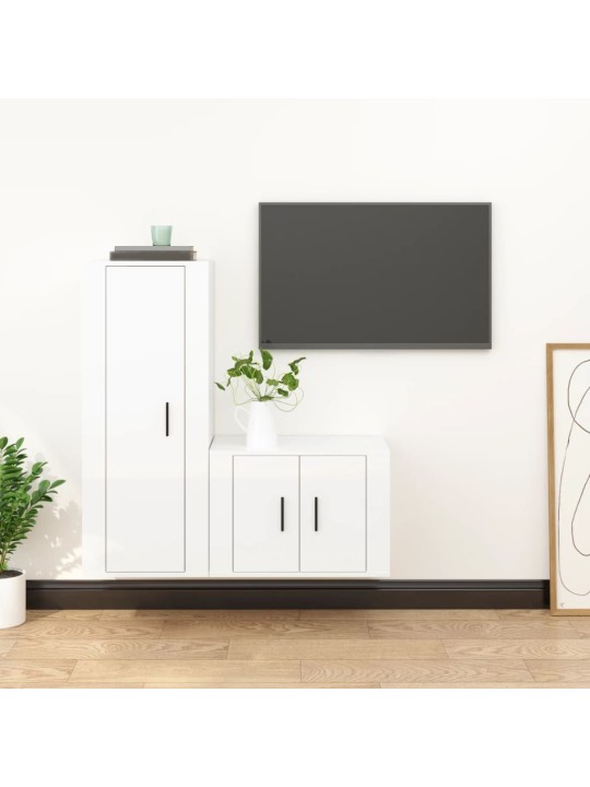 2dílný set TV skříněk bílý s vysokým leskem kompozitní dřevo