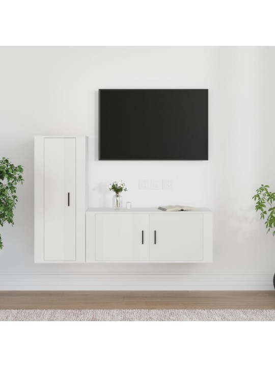 2dílný set TV skříněk bílý s vysokým leskem kompozitní dřevo