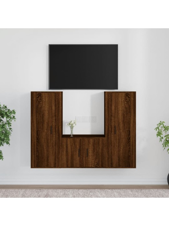 3dílný set TV skříněk hnědý dub kompozitní dřevo