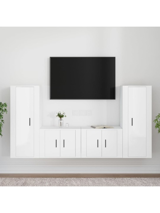4dílný set TV skříněk bílý s vysokým leskem kompozitní dřevo