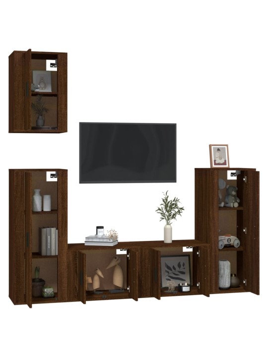 5dílný set TV skříněk hnědý dub kompozitní dřevo