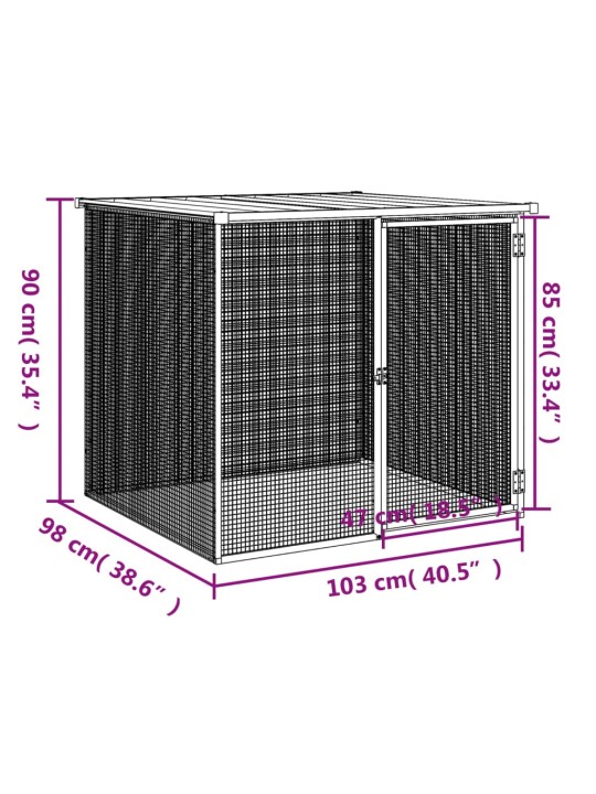 Klec pro kuřata se střechou světle šedá 103 x 98 x 90 cm ocel