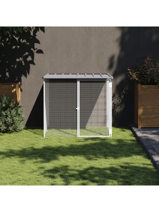 Klec pro kuřata se střechou světle šedá 103 x 98 x 90 cm ocel