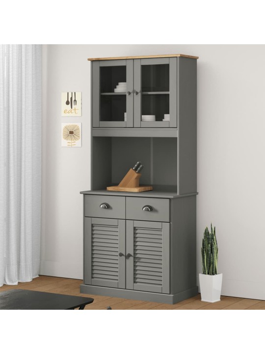 Příborník VIGO šedý 78 x 40 x 175 cm masivní borové dřevo