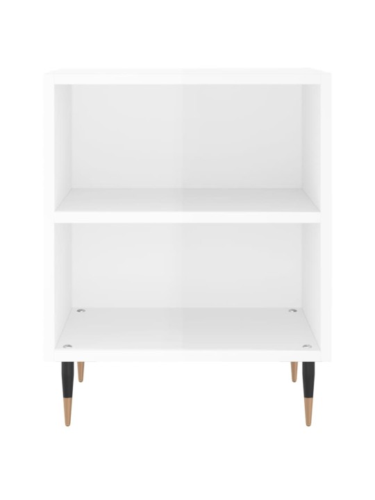 Noční stolek bílý s vysokým leskem 40x30x50 cm kompozitní dřevo