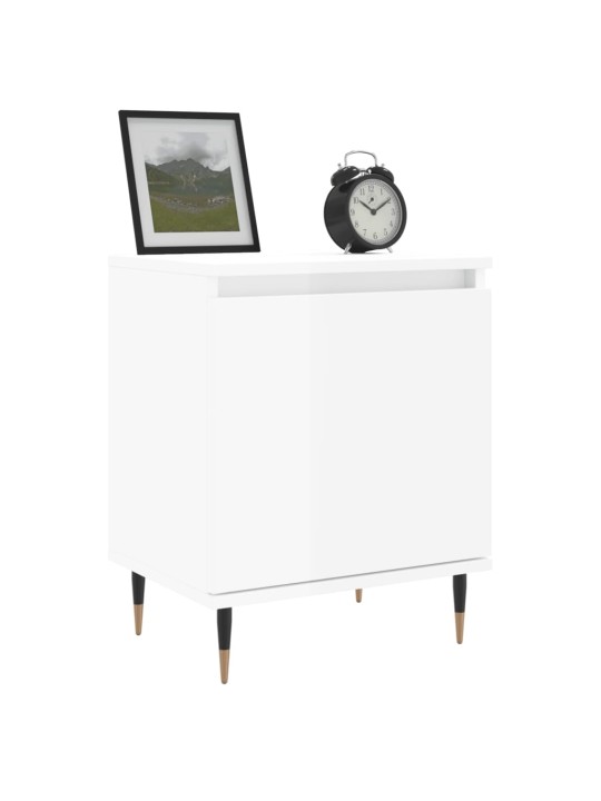 Noční stolek bílý s vysokým leskem 40x30x50 cm kompozitní dřevo