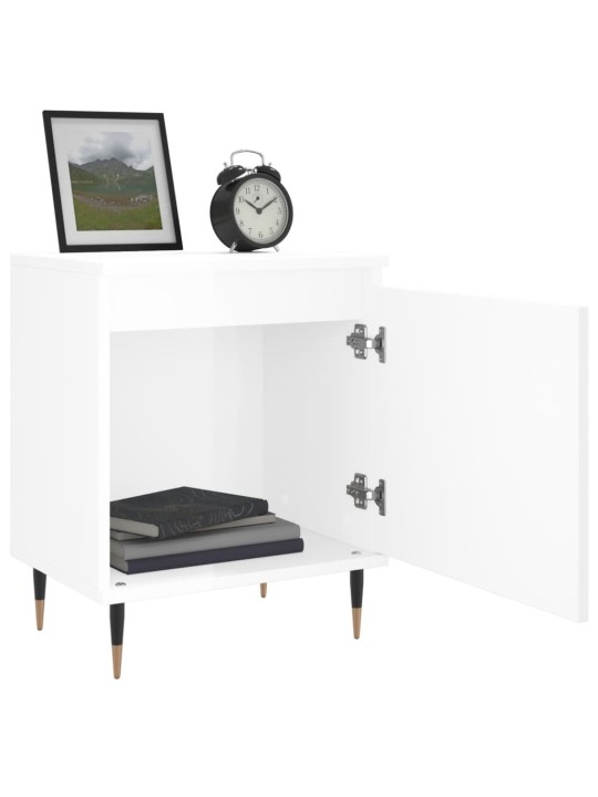 Noční stolek bílý s vysokým leskem 40x30x50 cm kompozitní dřevo