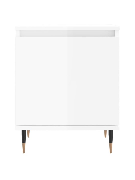 Noční stolek bílý s vysokým leskem 40x30x50 cm kompozitní dřevo