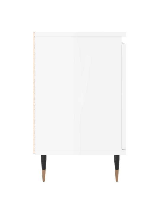Noční stolek bílý s vysokým leskem 40x30x50 cm kompozitní dřevo