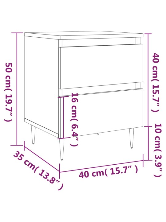 Noční stolky 2 ks kouřový dub 40 x 35 x 50 cm kompozitní dřevo