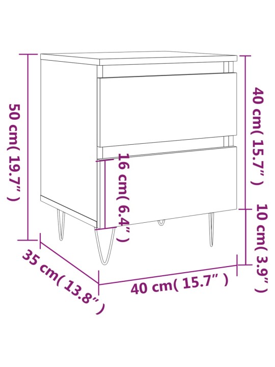 Noční stolky 2 ks kouřový dub 40 x 35 x 50 cm kompozitní dřevo