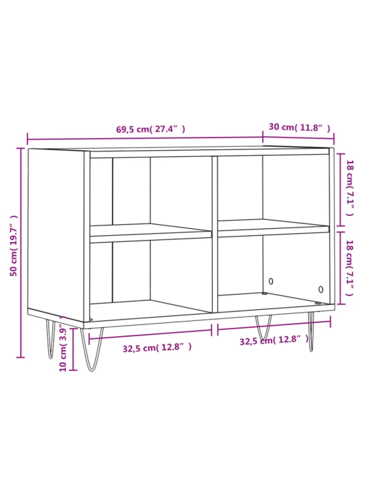 TV skříňka černá 69,5 x 30 x 50 cm kompozitní dřevo