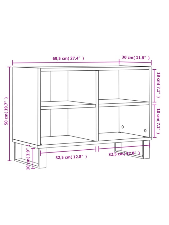 TV skříňka bílá 69,5 x 30 x 50 cm kompozitní dřevo