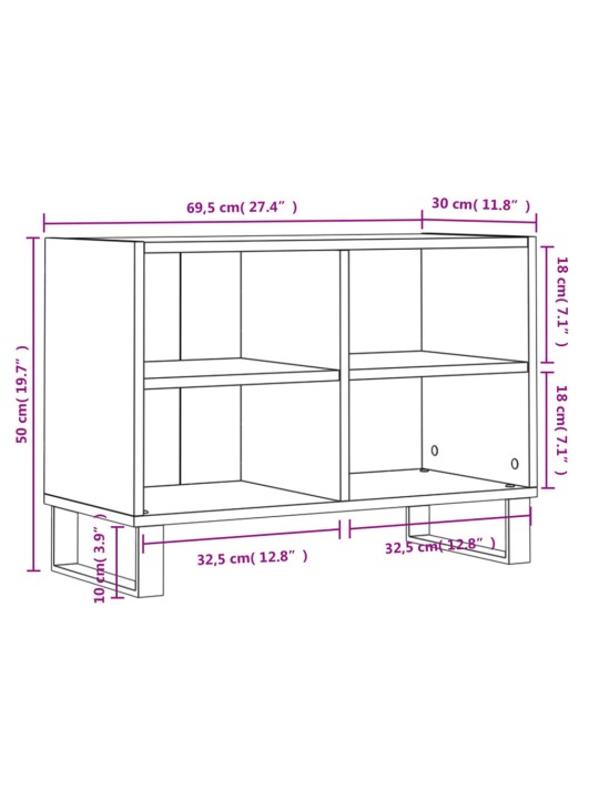 TV skříňka černá 69,5 x 30 x 50 cm kompozitní dřevo